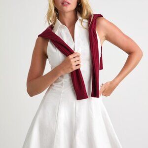 Lulus Zenley White Collared Skater Mini Dress - Size XS